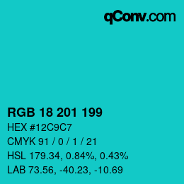 Color code: RGB 18 201 199 | qconv.com