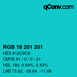 Color code: RGB 18 201 201 | qconv.com