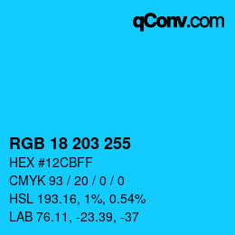 Color code: RGB 18 203 255 | qconv.com