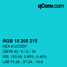 Color code: RGB 18 205 215 | qconv.com