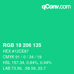 Color code: RGB 18 206 135 | qconv.com