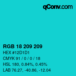 カラーコード: RGB 18 209 209 | qconv.com