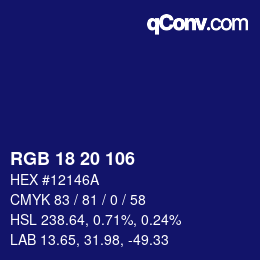 Color code: RGB 18 20 106 | qconv.com