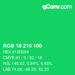 Color code: RGB 18 210 100 | qconv.com