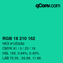 Color code: RGB 18 210 162 | qconv.com