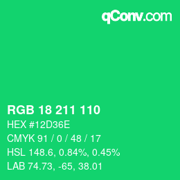 Color code: RGB 18 211 110 | qconv.com