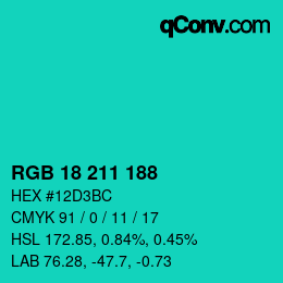 Color code: RGB 18 211 188 | qconv.com