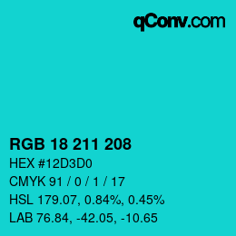 Color code: RGB 18 211 208 | qconv.com