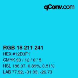 Color code: RGB 18 211 241 | qconv.com