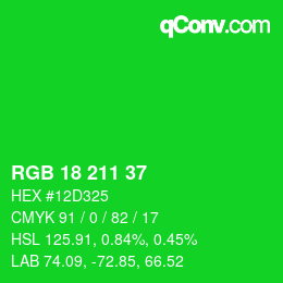 Color code: RGB 18 211 37 | qconv.com