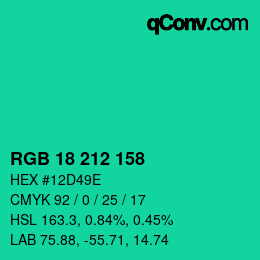 Color code: RGB 18 212 158 | qconv.com