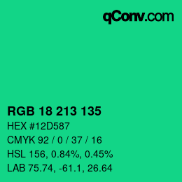 Color code: RGB 18 213 135 | qconv.com