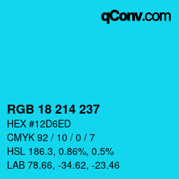 Color code: RGB 18 214 237 | qconv.com