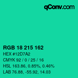 カラーコード: RGB 18 215 162 | qconv.com