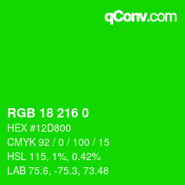 Color code: RGB 18 216 0 | qconv.com