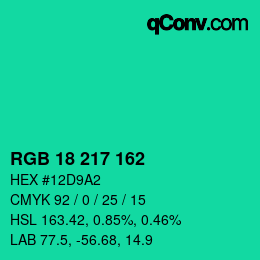 Color code: RGB 18 217 162 | qconv.com