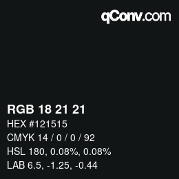 Color code: RGB 18 21 21 | qconv.com