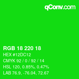 Color code: RGB 18 220 18 | qconv.com