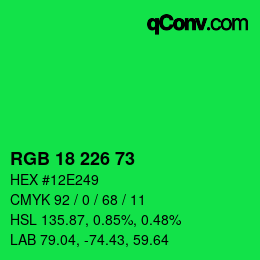 カラーコード: RGB 18 226 73 | qconv.com