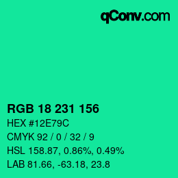 Color code: RGB 18 231 156 | qconv.com