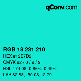 Color code: RGB 18 231 210 | qconv.com