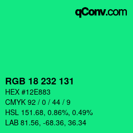 Color code: RGB 18 232 131 | qconv.com