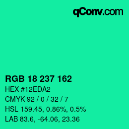 Color code: RGB 18 237 162 | qconv.com