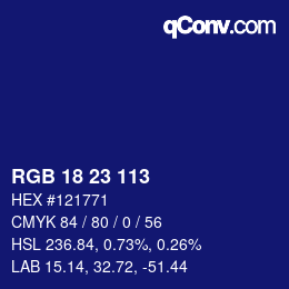 カラーコード: RGB 18 23 113 | qconv.com