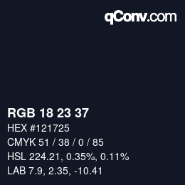 Color code: RGB 18 23 37 | qconv.com