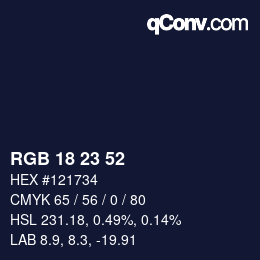 Color code: RGB 18 23 52 | qconv.com