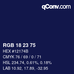 カラーコード: RGB 18 23 75 | qconv.com