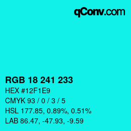 Color code: RGB 18 241 233 | qconv.com
