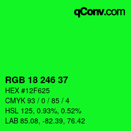 Color code: RGB 18 246 37 | qconv.com