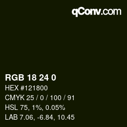 カラーコード: RGB 18 24 0 | qconv.com