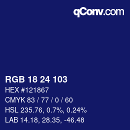 Color code: RGB 18 24 103 | qconv.com