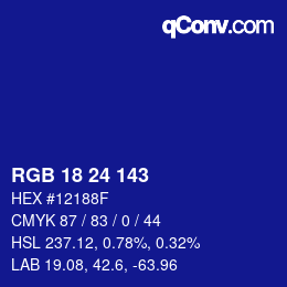 カラーコード: RGB 18 24 143 | qconv.com