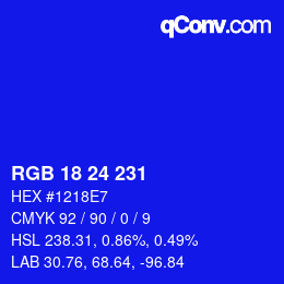 カラーコード: RGB 18 24 231 | qconv.com