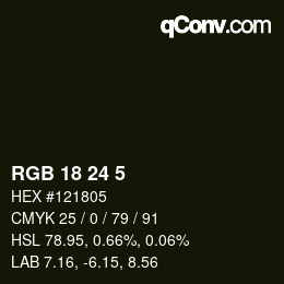 カラーコード: RGB 18 24 5 | qconv.com