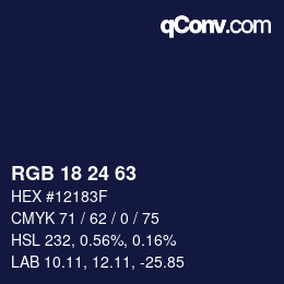 カラーコード: RGB 18 24 63 | qconv.com