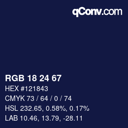 Color code: RGB 18 24 67 | qconv.com