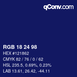 Color code: RGB 18 24 98 | qconv.com
