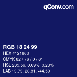 Color code: RGB 18 24 99 | qconv.com