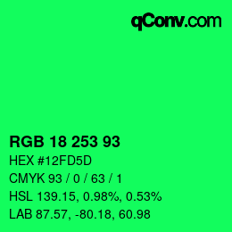カラーコード: RGB 18 253 93 | qconv.com