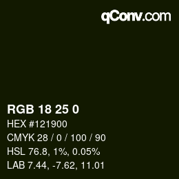 カラーコード: RGB 18 25 0 | qconv.com