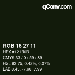 Color code: RGB 18 27 11 | qconv.com