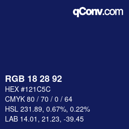 カラーコード: RGB 18 28 92 | qconv.com
