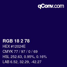 カラーコード: RGB 18 2 78 | qconv.com