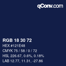 Color code: RGB 18 30 72 | qconv.com