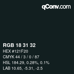 Color code: RGB 18 31 32 | qconv.com