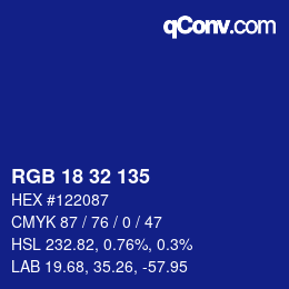 Color code: RGB 18 32 135 | qconv.com